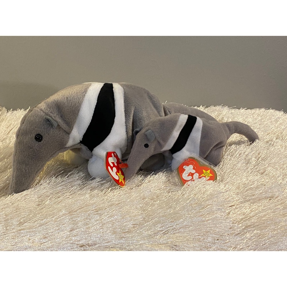 RARE 93 & 97 Ty Teenie Beanie & Baby Combo ANTS & ANTSY the Anteaters w/ Errors!
